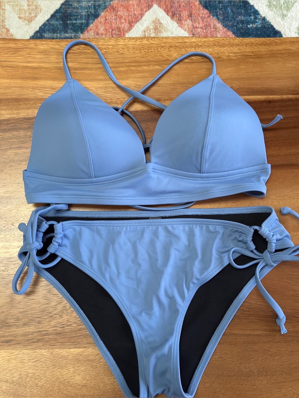 Adore Me Dusty Blue Lace-Up Bikini Set Size Medium